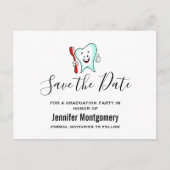 Tandheelkundige zorg Happy Tooth Afstuderen Save t Uitnodiging Briefkaart (Voorkant)