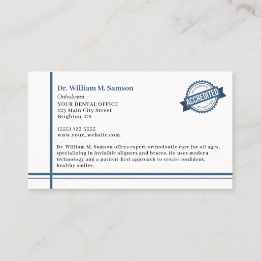 Tandheelkundige zorg Orthodontist moderne onzichtb Visitekaartje (Achterkant)