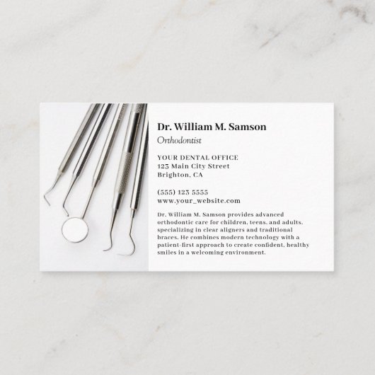 Tandheelkundige zorg Orthodontist moderne Tandarts Visitekaartje (Achterkant)