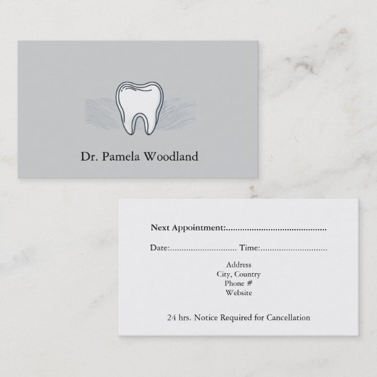 Tandheelkundige zorg Tand Motief Afspraakkaart Afsprakenkaartje (Voorkant / Achterkant)