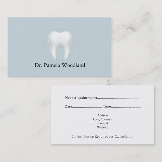 Tandheelkundige zorg Tand Motief ontwerp Afspraakk Afsprakenkaartje (Voorkant / Achterkant)