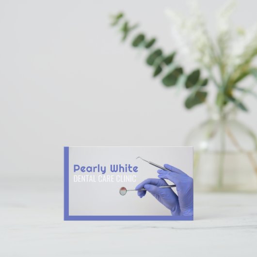 Tandheelkundige zorgkliniek blauw Visitekaartje (Staand voorkant)