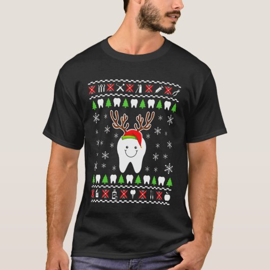 Tandhygiëne Grappige Tandarts Kerstmis Voor Vrouwe T-shirt (Voorkant)