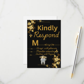 Tandhygiënist Afstudeer RSVP Kaart | Zwart & Goud