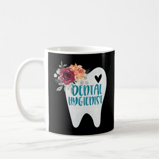 Tandhygiëniste tand met bloemen koffiemok (Links)