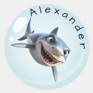 Tandige Haai Personaliseer Ronde Sticker