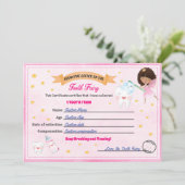 Tandijcertificaat Verloren tand-ontvangstbewijs Kaart (Staand voorkant)