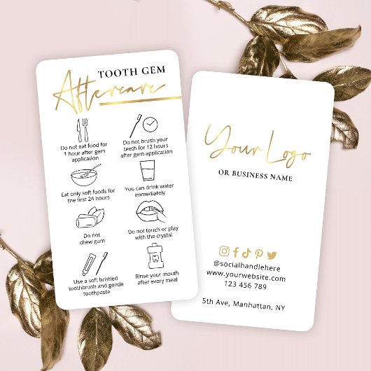 Tandjuweel na zorginstructies Wit & Goud Visitekaartje