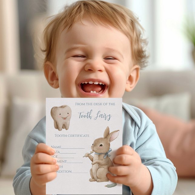 Tandkonijn jongens Eerste Tand Fee Certificaat (Creator heeft geüpload)