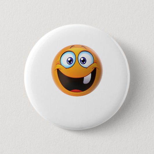 Tandloze glimlach geel ronde button 5,7 cm (Voorkant)