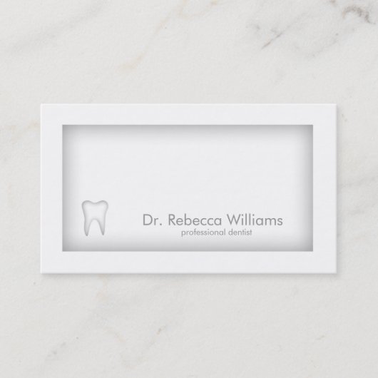 Tandontwerp Tandarts Grijze Rand Schaduw Kaart Visitekaartje (Voorkant)