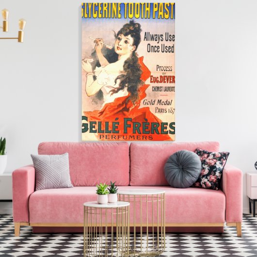 tandpasta ad 1889 canvas afdruk (Insitu (Woonkamer))