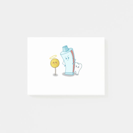 Tandpasta beschermt zoete tand tegen een lolly post-it® notes (Voorkant)
