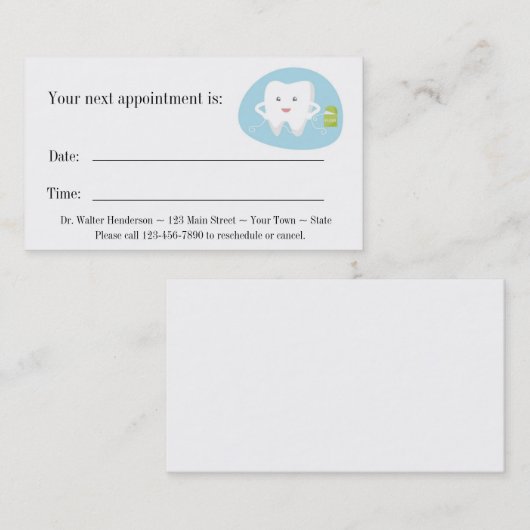 Tandpenseel gebitsaanwijzingskaart afsprakenkaartje (Voorkant / Achterkant)