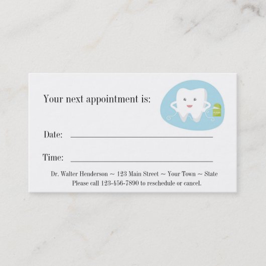 Tandpenseel gebitsaanwijzingskaart afsprakenkaartje (Voorkant)