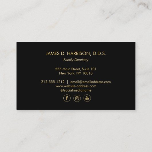 Tandschets Logo Zwart/Gouden Tandarts Visitekaartje (Achterkant)