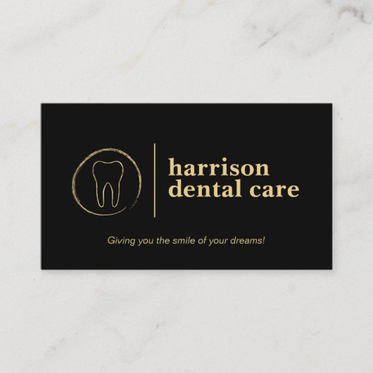 Tandschets Logo Zwart/Gouden Tandarts Visitekaartje (Voorkant)