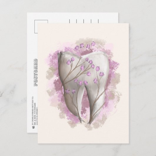 Tandschilderij. Tandarts, Tandartsassistent Sjablo Briefkaart (Voorkant / Achterkant)