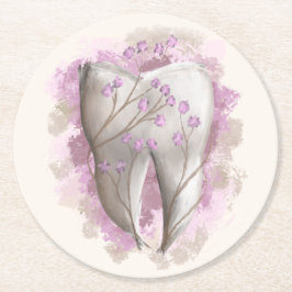 Tandschilderij. Tandarts, Tandartsassistent Sjablo Ronde Kartonnen Onderzetter