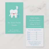 Tandtandenborstel Kinder tandheelkundige Visitekaa Afsprakenkaartje (Voorkant / Achterkant)