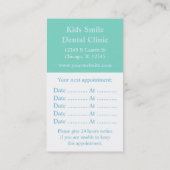 Tandtandenborstel Kinder tandheelkundige Visitekaa Afsprakenkaartje (Achterkant)