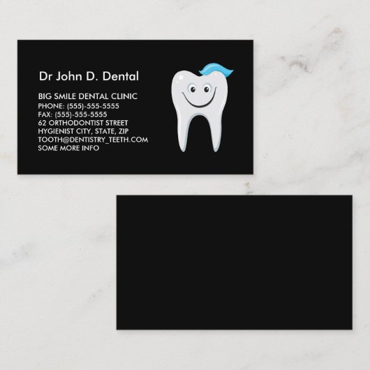 Tandtandheelkundig visitekaartje met een vrolijke  (Voorkant / Achterkant)