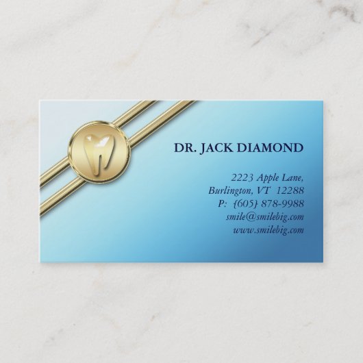 Tandtapijten Logo gouden strepen blauw Visitekaart Afsprakenkaartje (Voorkant)