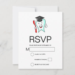 Tandverzorging Gelukkige Tand met Tandartsdiploma RSVP Kaartje