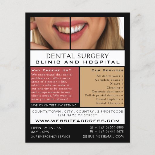 Tandverzorging, tandheelkunde, tandheelkunde Adver Flyer (Voorkant)