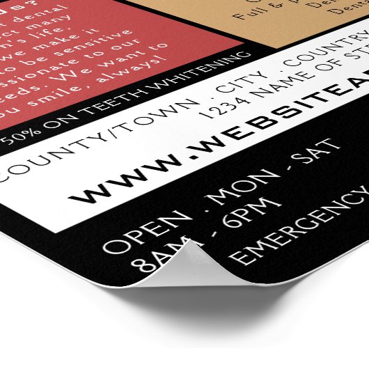 Tandverzorging, tandheelkunde, tandheelkunde Adver Poster (Hoek)