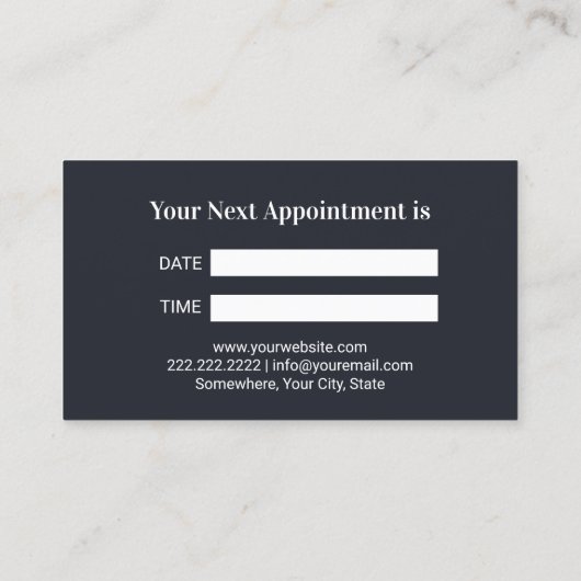 Tandwatersprietwaterspiegel Modern Navy Blue Denti Afsprakenkaartje (Achterkant)