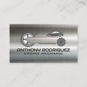 Tandwiel en Gereedschap Logo Metallic Geborsteld Visitekaartje