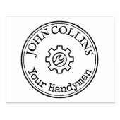 Tandwiel en moersleutel gepersonaliseerde ronde Lo Rubberstempel (Afrduk)