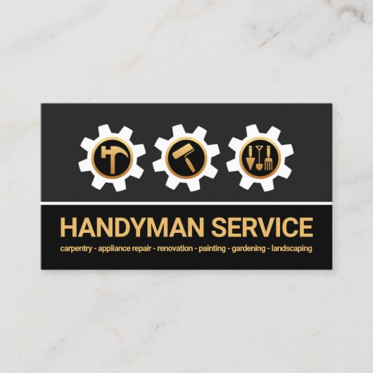 Tandwiel Handyman Tools Iconen Builder Visitekaartje (Voorkant)