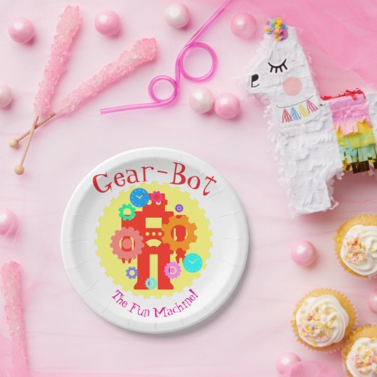 Tandwiel Robot Papieren Bordje (Feest)