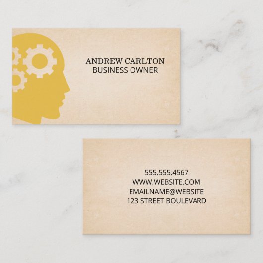 Tandwielen in achtergrond hoofdpapierstructuur visitekaartje (Voorkant / Achterkant)