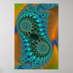 Tandwielen Kleurrijke Fractale Abstracte Kunst Poster