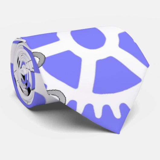 Tandwielen op Periwinkle Blauw Stropdas (Opgerold)