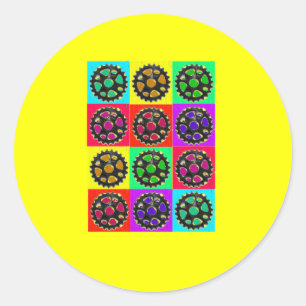 Tandwielen POPART—Fietser Fietsgeschenken Ronde Sticker