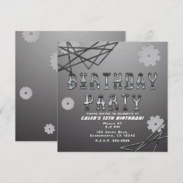 Tandwielen Robot Futuristisch Leuk Verjaardagsfees Kaart