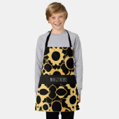 Tandwielen zwart goud monochromatische patroon schort (Gedragen)