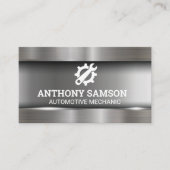 Tandwielmoersleutel Logo | metallische achtergrond Visitekaartje (Voorkant)