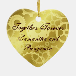 Tandwieloverbrengingen in goud Samen Forever-herde Keramisch Ornament