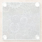 Tandwielovers en hanen glazen onderzetter (Achterkant)