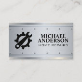 Tandwielpictogram | timmerwerk | Metaalklinknagels Visitekaartje (Voorkant)