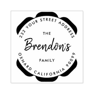 Tandwielsymbool Circle-Custom familienaam Rubberstempel