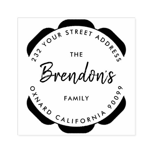 Tandwielsymbool Circle-Custom familienaam Rubberstempel (Afrduk)