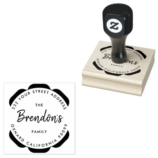 Tandwielsymbool Circle-Custom familienaam Rubberstempel (Gestempeld)