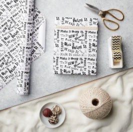 Tandwieltjes afdrukken zwart cadeaupapier