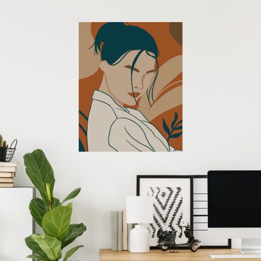 Tandy mode Portret met Boho kleur Poster (Thuiskantoor)